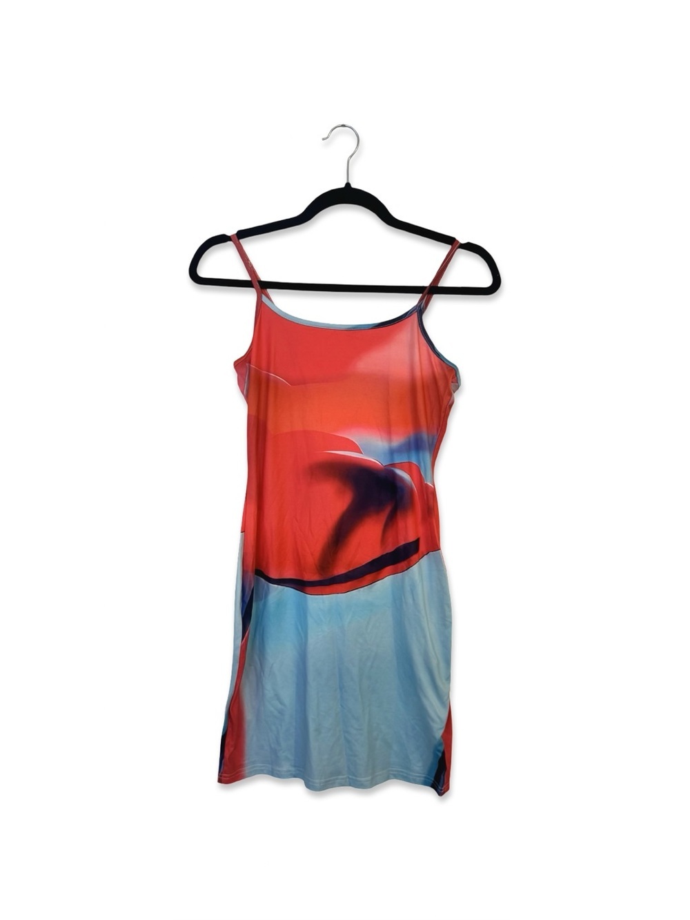 Women’s Colorblock Slip Mini Dress in Coral and Sky Blue | Small | NWOT - Picture 2 of 4